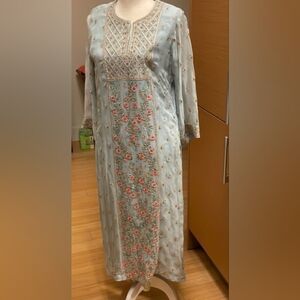 Sky Blue Georgette Salwar Kameez Dupatta Three Piece